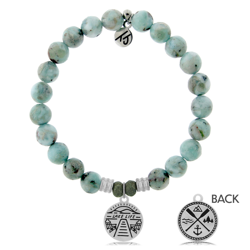 Larimar Stone Bracelet with Lake Life Sterling Silver Charm