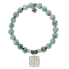 Larimar Stone Bracelet with Lightning Bolt Sterling Silver Charm