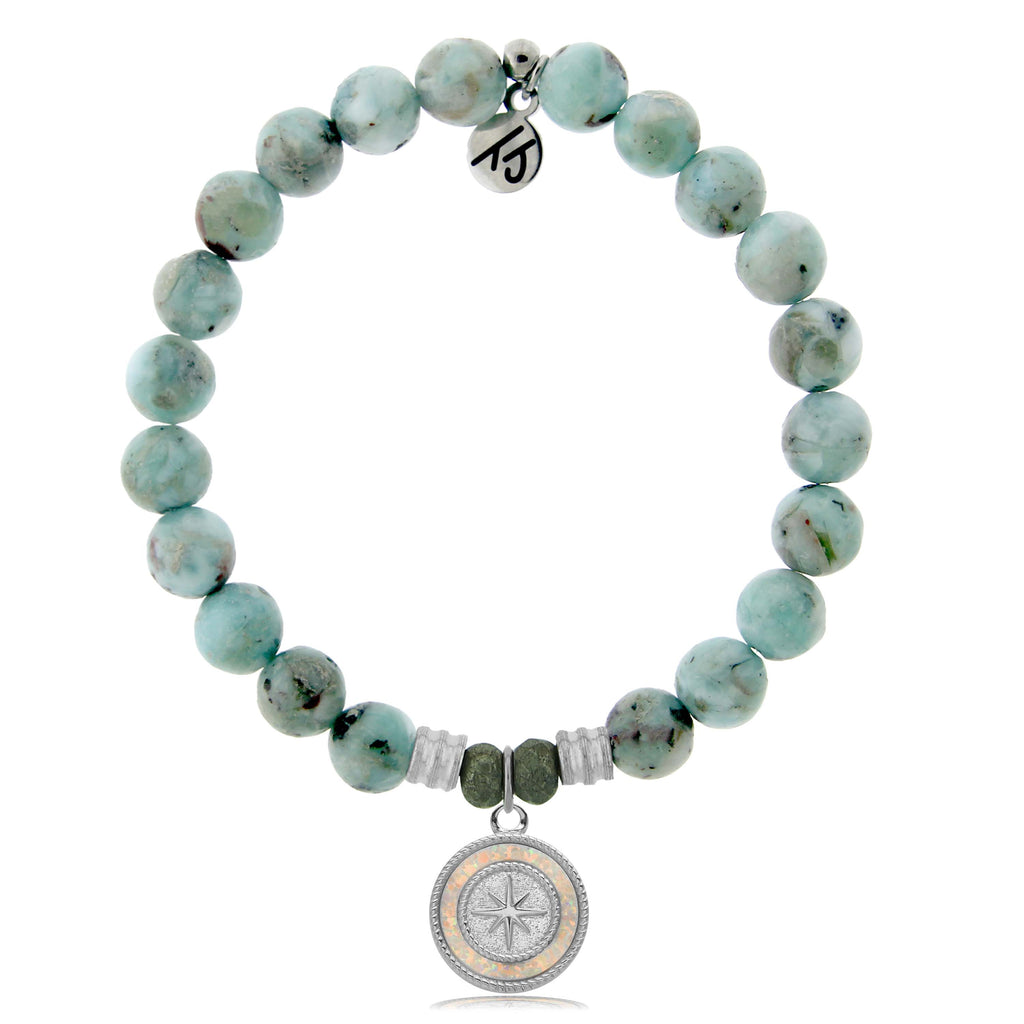 Larimar Stone Bracelet with North Star Sterling Silver Charm