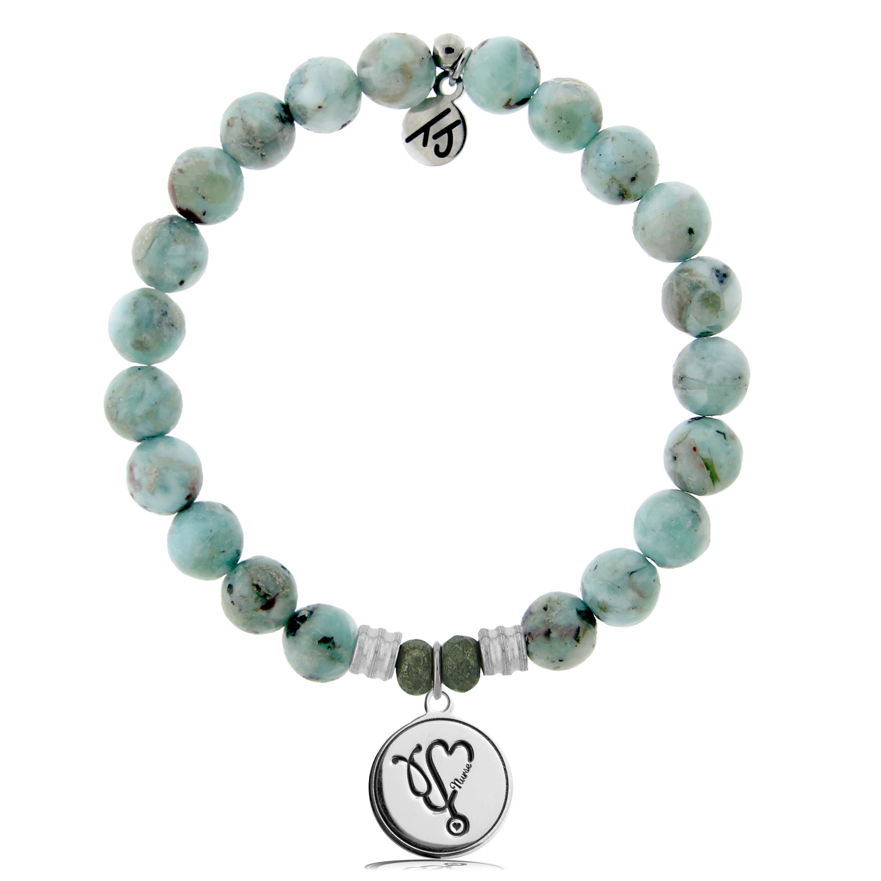 Larimar Stone Bracelet with Nurse Sterling Silver Charm