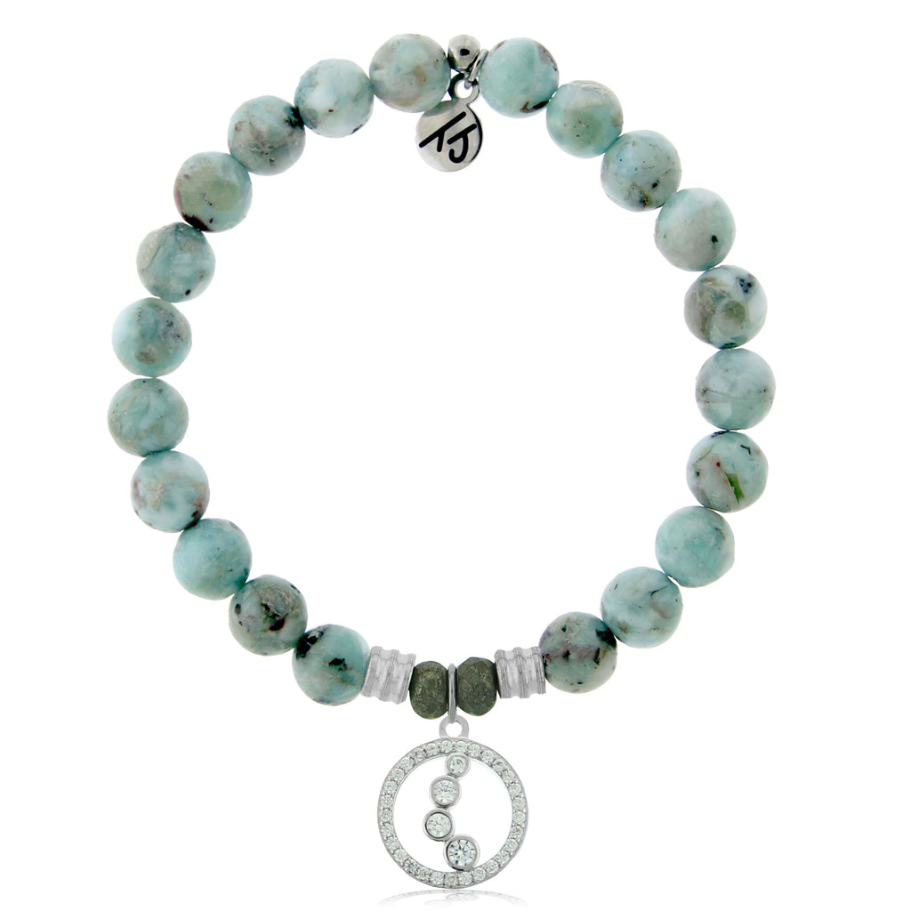 Larimar Stone Bracelet with One Step at a Time Sterling Silver Charm