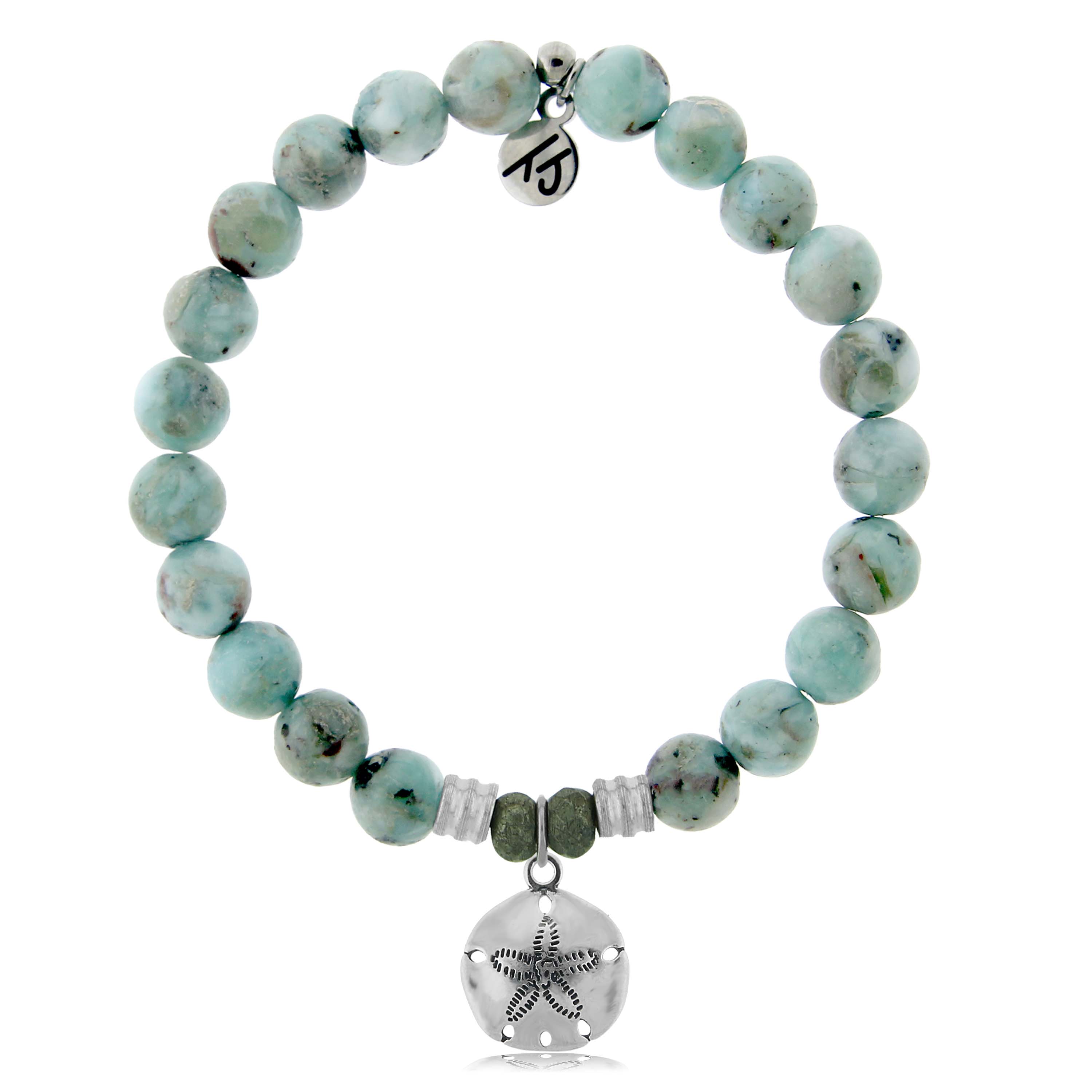 Larimar Stone Bracelet with Sand Dollar Sterling Silver Charm