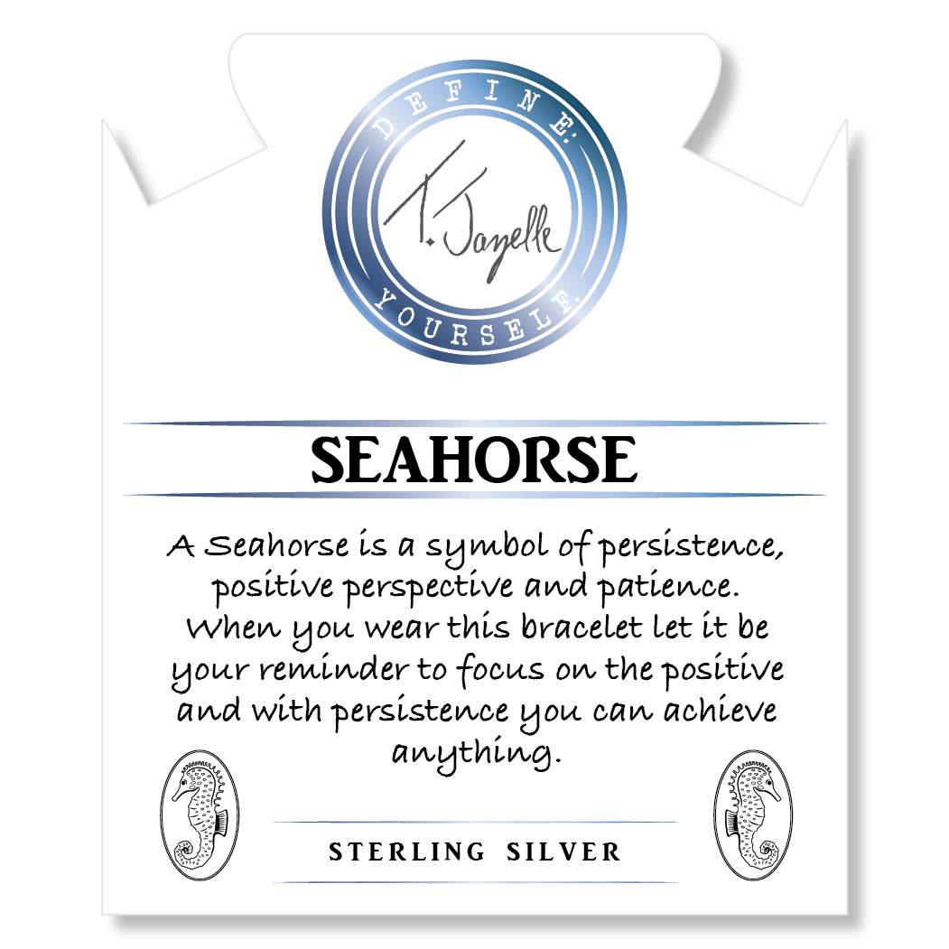 Larimar Stone Bracelet with Seahorse Sterling Silver Charm