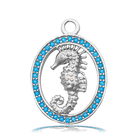 Larimar Stone Bracelet with Seahorse Sterling Silver Charm