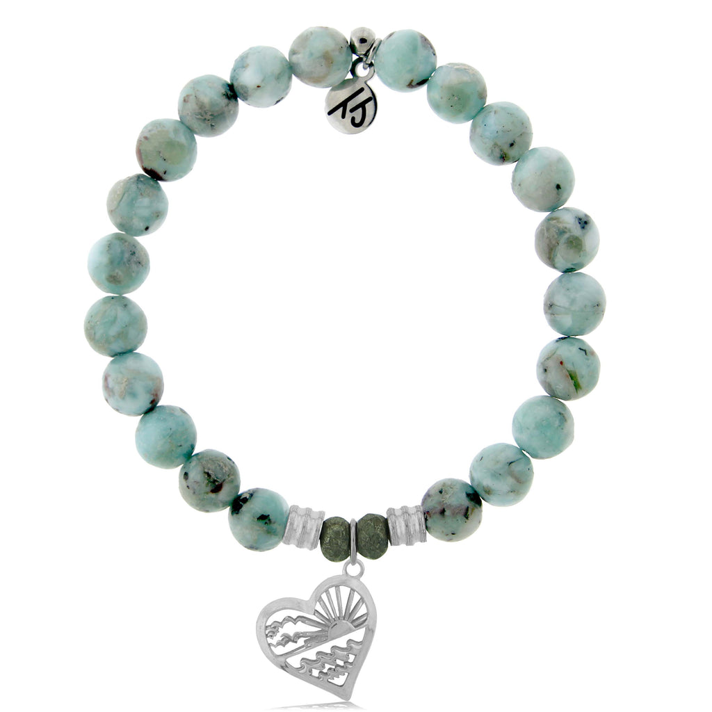 Larimar Stone Bracelet with Seas the Day Sterling Silver Charm