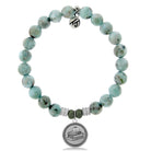 Larimar Stone Bracelet with Teacher Sterling Silver Charm