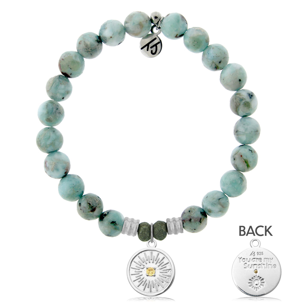 Larimar Stone Bracelet with You are my Sunshine Sterling Silver Charm