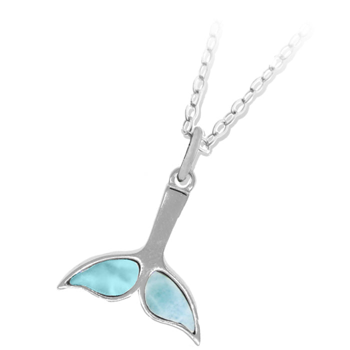 Larimar Whale's Tail Sterling Silver Charm Necklace