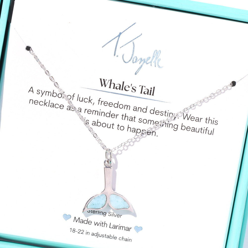 Larimar Whale's Tail Sterling Silver Charm Necklace