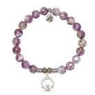 Lepidolite Quartz Gemstone Bracelet with Claddagh Sterling Silver Charm