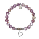 Lepidolite Quartz Gemstone Bracelet with Everlasting Love Sterling Silver Charm