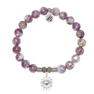 Lepidolite Quartz Gemstone Bracelet with Follow Your Heart Sterling Silver Charm