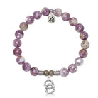 Lepidolite Quartz Gemstone Bracelet with Forever Connected Sterling Silver Charm