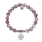 Lepidolite Quartz Gemstone Bracelet with I Love You Sterling Silver Charm