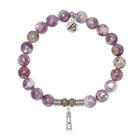 Lepidolite Quartz Gemstone Bracelet with Lighthouse Sterling Silver Charm