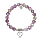 Lepidolite Quartz Gemstone Bracelet with Love Within Sterling Silver Charm