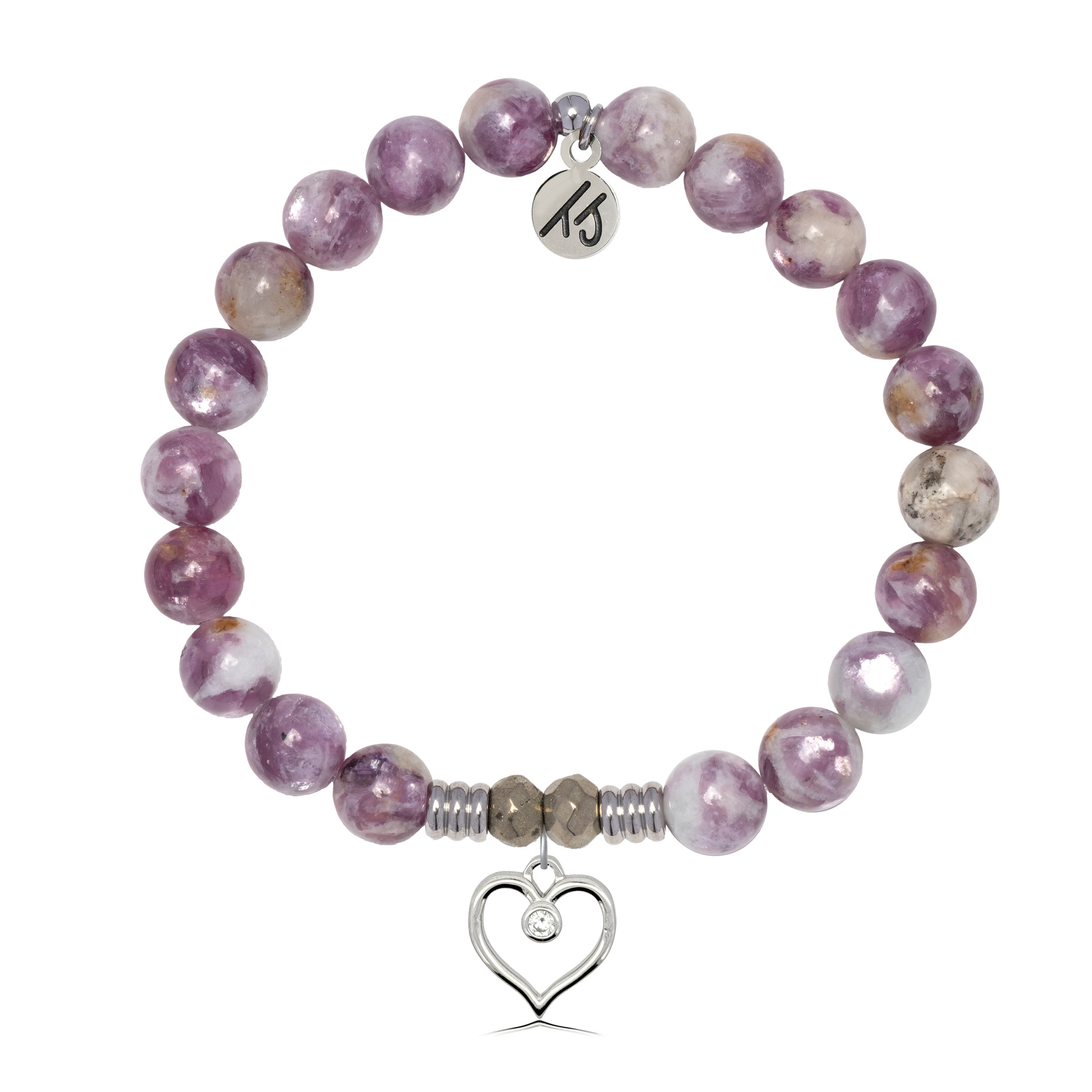 Lepidolite Quartz Gemstone Bracelet with Love Within Sterling Silver Charm