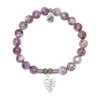 Lepidolite Quartz Gemstone Bracelet with Paradise Sterling Silver Charm