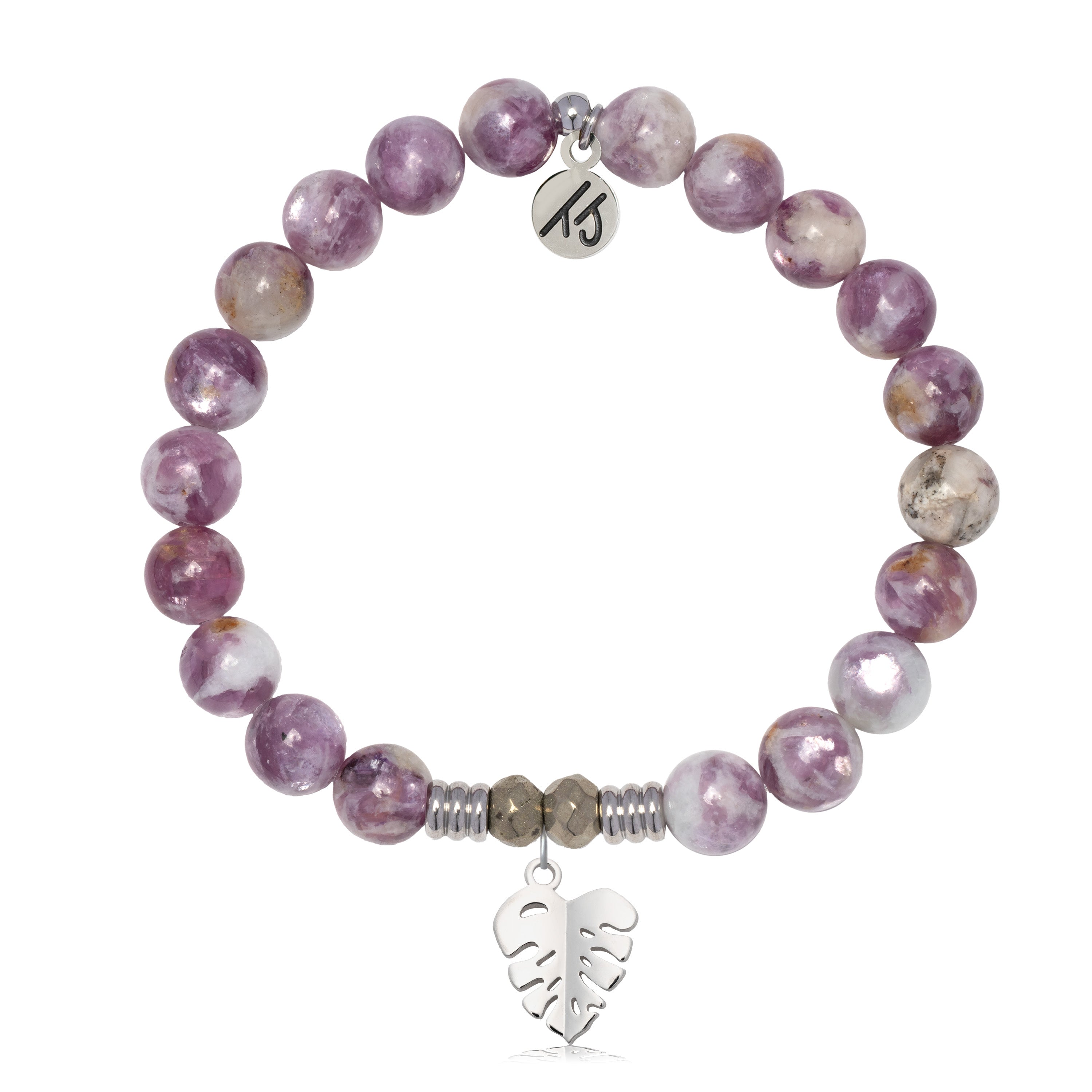 Lepidolite Quartz Gemstone Bracelet with Paradise Sterling Silver Charm