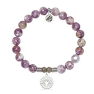 Lepidolite Quartz Gemstone Bracelet with Prayers of Angels Sterling Silver Charm