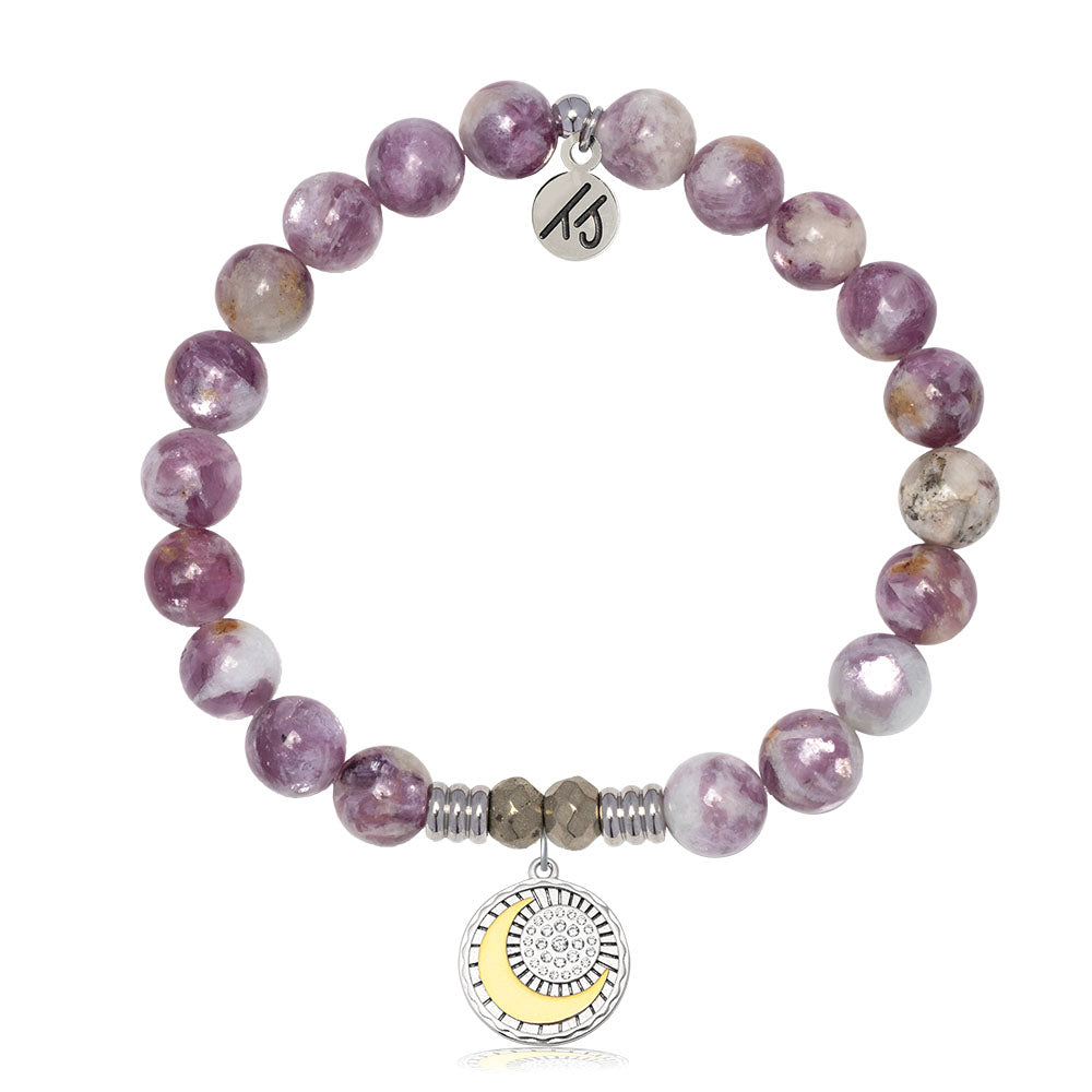 Lepidolite Quartz Gemstone Bracelet with Radiant Soul Sterling Silver Charm