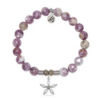Lepidolite Quartz Gemstone Bracelet with Renewal Sterling Silver Charm
