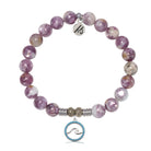 Lepidolite Quartz Gemstone Bracelet with Serenity Wave Sterling Silver Charm