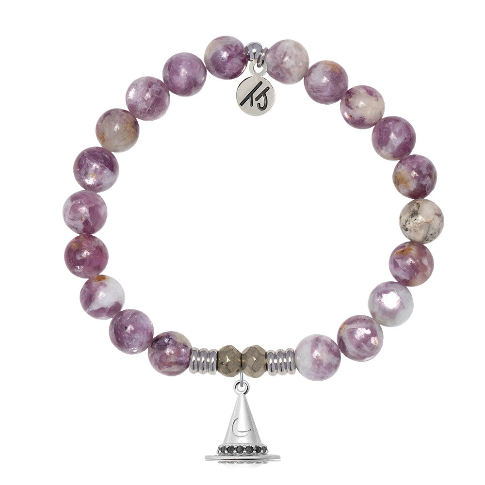 Lepidolite Quartz Gemstone Bracelet with Spellbound Sterling Silver Charm