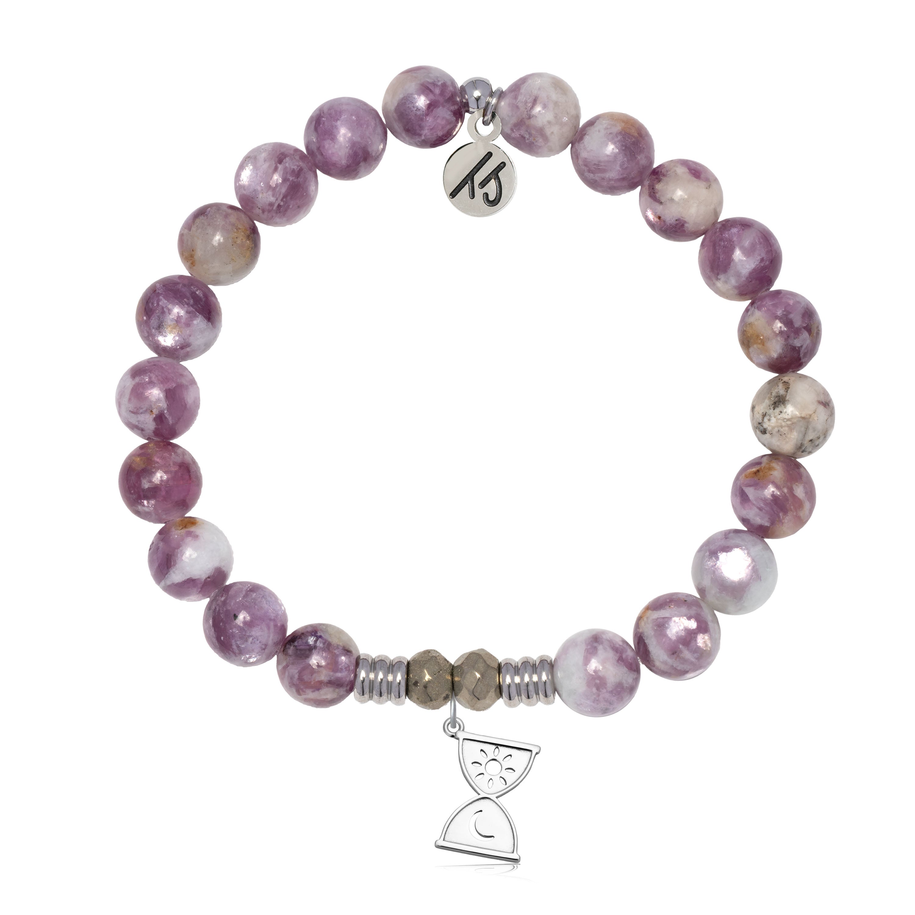 Lepidolite Quartz Gemstone Bracelet with Trust in Time Sterling Silver Charm