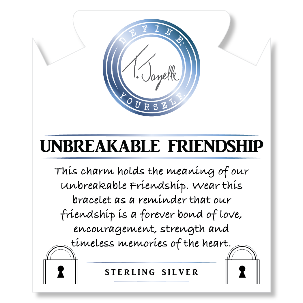 Lepidolite Quartz Gemstone Bracelet with Unbreakable Friendship Sterling Silver Charm