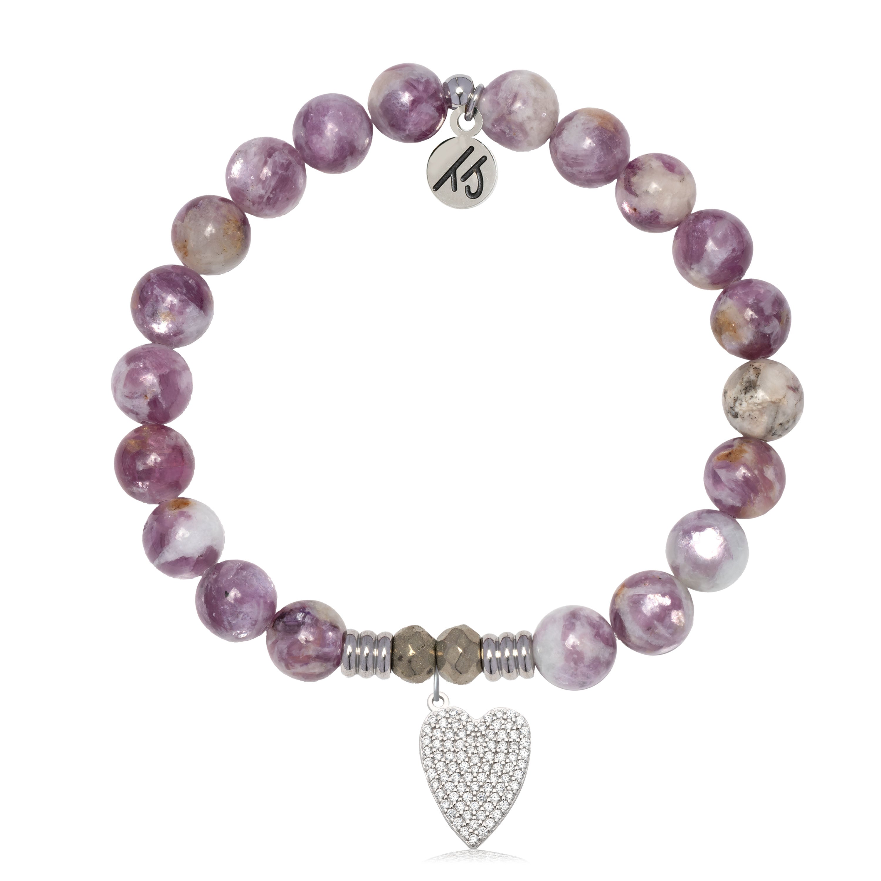 Lepidolite Quartz Gemstone Bracelet with You Are Loved Sterling Silver Charm