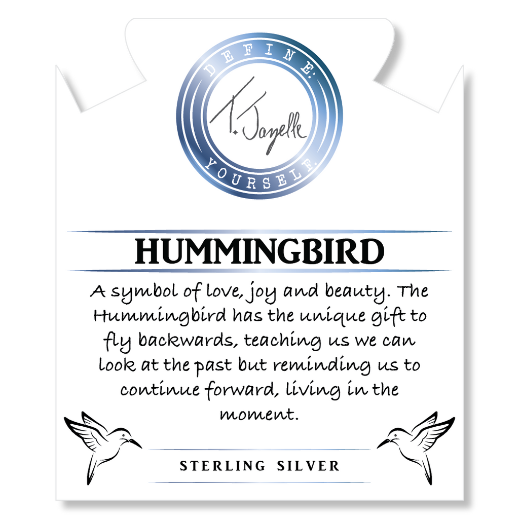 Light Green Shell Gemstone Bracelet with Hummingbird Sterling Silver Charm