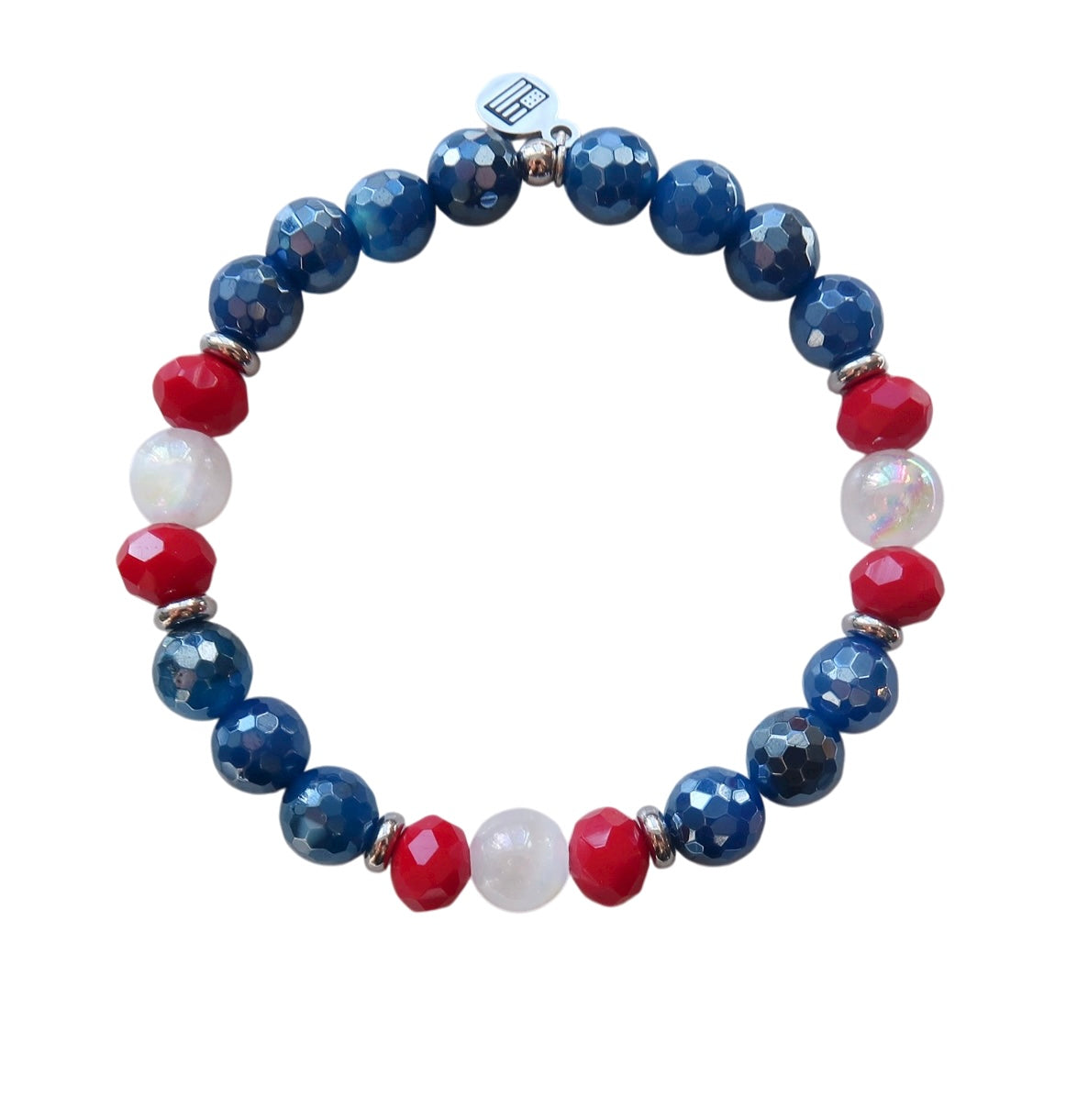 Limited Edition Bracelet- Championship Stacker with Blue Agate Gemstones