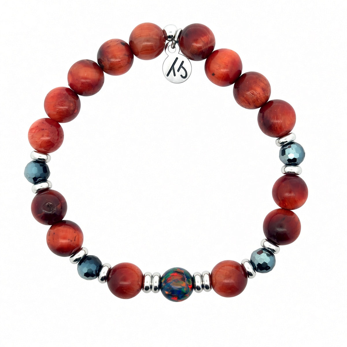 Limited Edition Exclusive Black Opal with Orange Tigers Eye Gemstone Bracelet