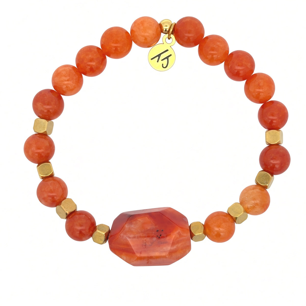 Limited Edition Exclusive Carnelian with Orange Chalcedony Gemstone Bracelet