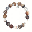 Limited Edition Exclusive Coffee Agate with White Natural Agate Gemstone Bracelet