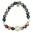 Limited Edition Exclusive Crystal Skull with Orange Black Agate Gemstone Bracelet