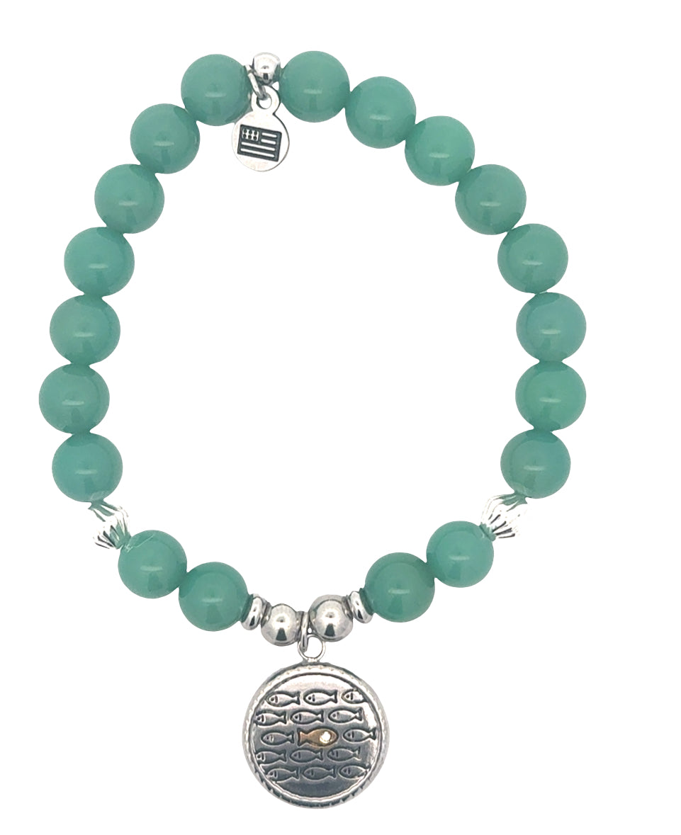 Limited Edition Exclusive Dare to Be Different Charm with Green Turquoise Agate Gemstone Bracelet
