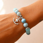 Limited Edition Exclusive Faith Hope Love Charm with Larimar Jasper Gemstone Bracelet