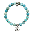 Limited Edition Exclusive Faith Hope Love Charm with Larimar Jasper Gemstone Bracelet