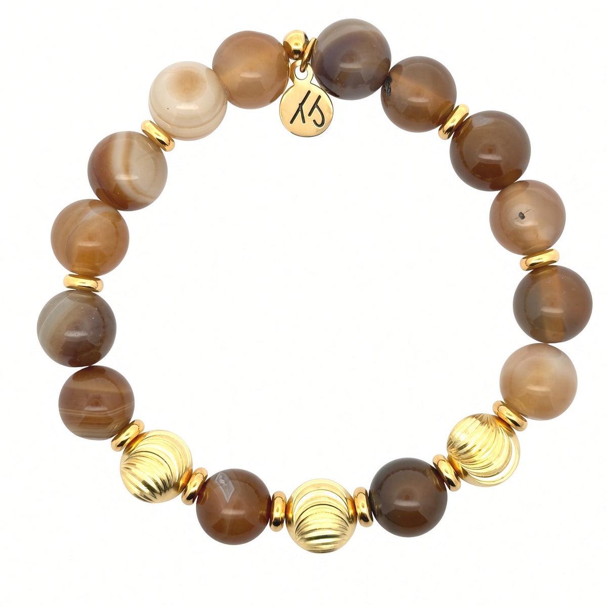 Limited Edition Exclusive Gold Journey Wave with Coffee Agate Gemstone Bracelet