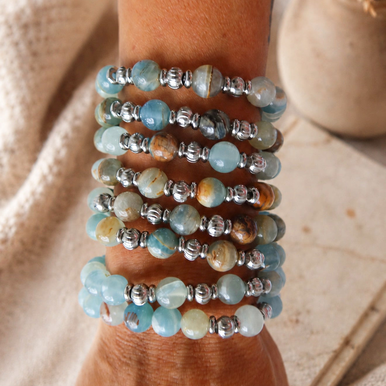 Limited Edition Exclusive Labor Day 2026 Weekend Blue Calcite Gemstone Bracelet
