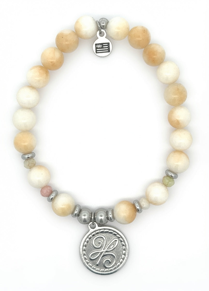 Limited Edition Exclusive New Beginnings Charm with Yellow White Jade Gemstone Bracelet