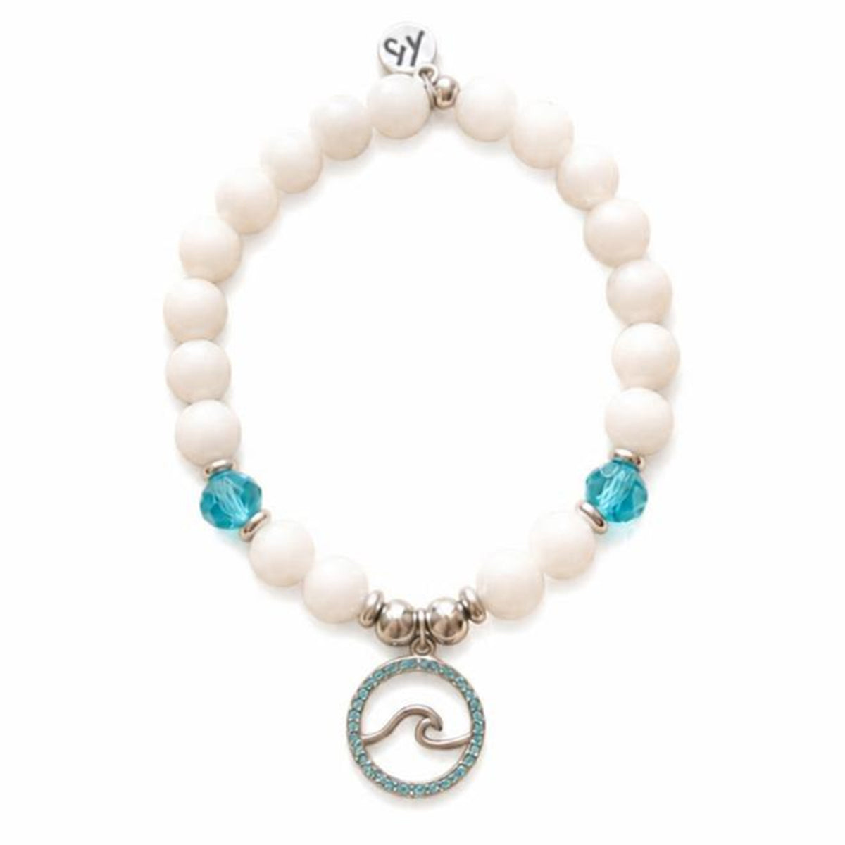 Limited Edition Exclusive Serenity Wave Charm with Celestine Gemstone Bracelet