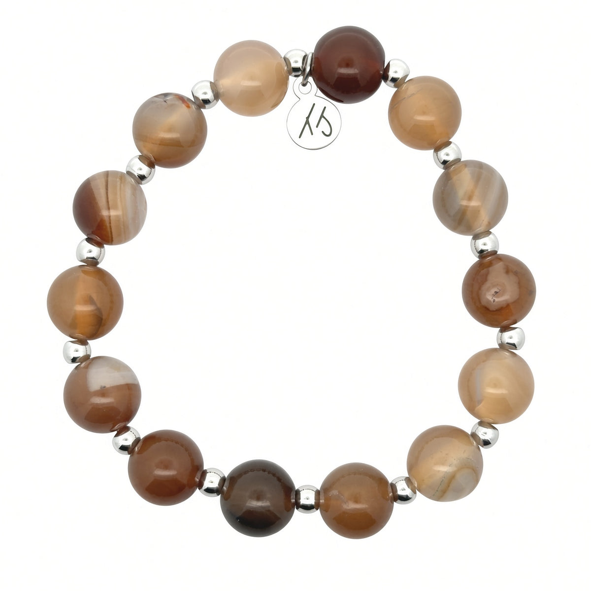 Limited Edition Exclusive Silver with Coffee Agate Gemstone Bracelet