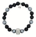 Limited Edition Exclusive Stainless Skull with Onyx & Terahertz Gemstone Bracelet