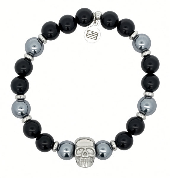 Limited Edition Exclusive Stainless Skull with Onyx & Terahertz