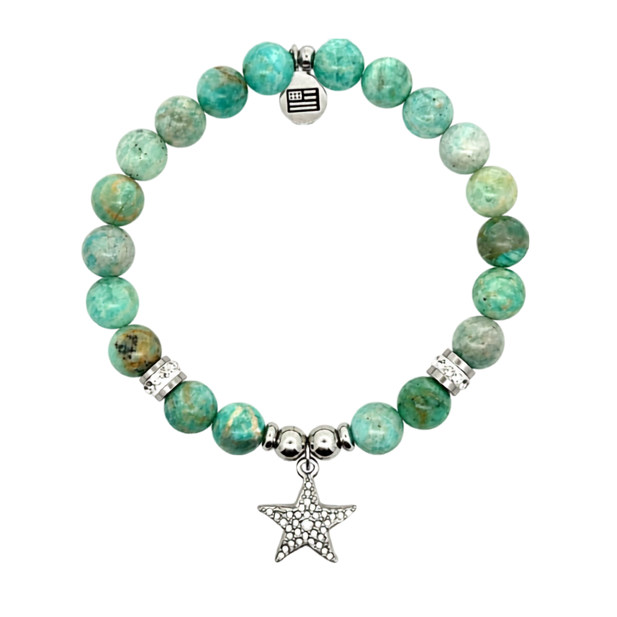 Limited Edition Exclusive Starfish CZ Charm with Peruvian Turquoise Gemstone Bracelet
