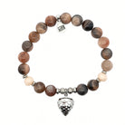 Limited Edition Exclusive Sterling Silver Acorn Charm with Sand Moonstone Gemstone Bracelet