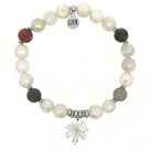 Limited Edition Exclusive Sterling Silver Double Leaf Charm with Moonstone Gemstone Bracelet